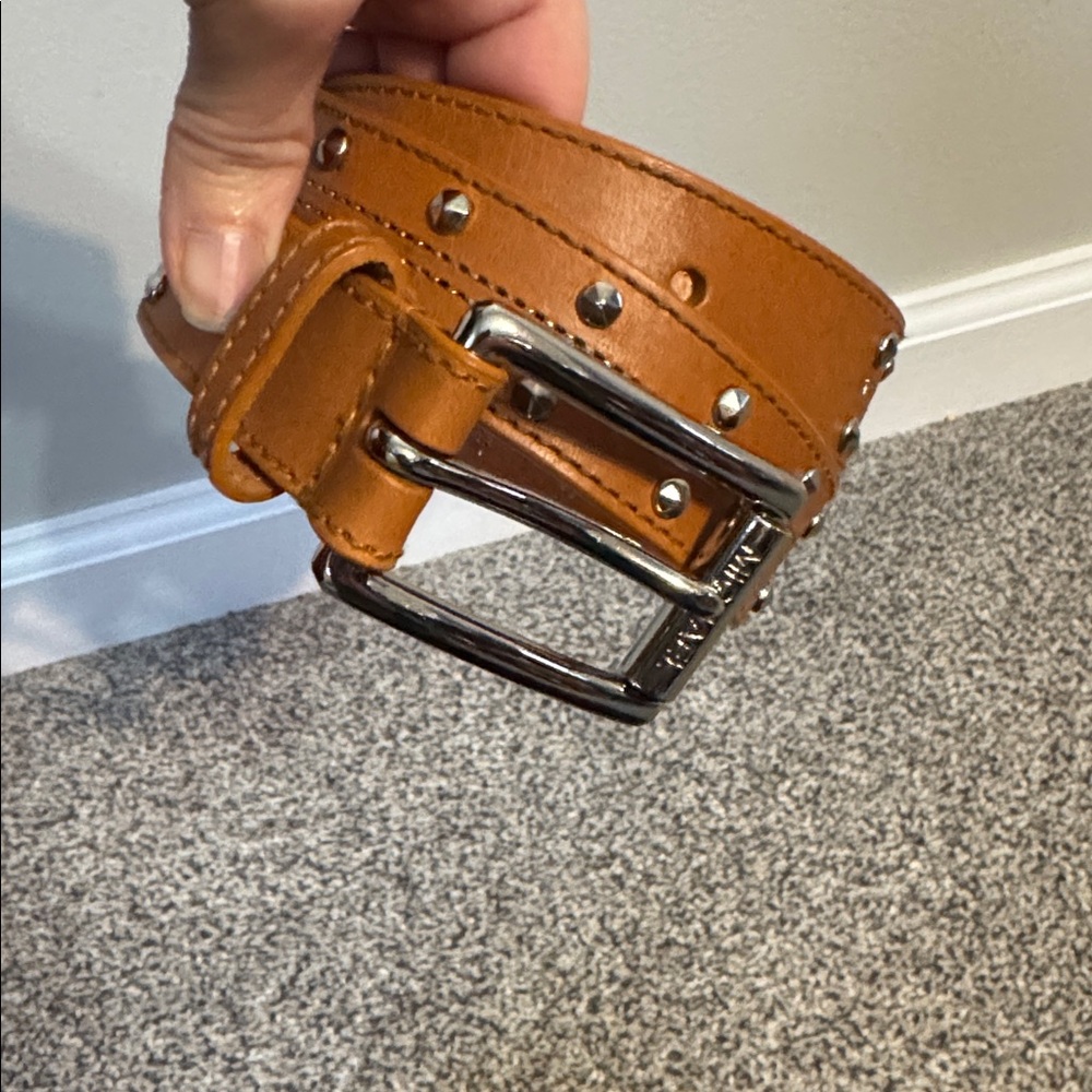 Michael Kors Brown Leather Studded Belt